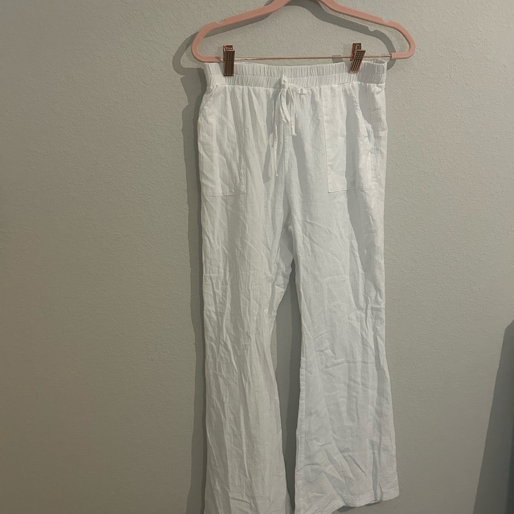 white swim suit cover-up pants